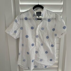 Bonobos Men’s White and Blue Polka Dot Shirt